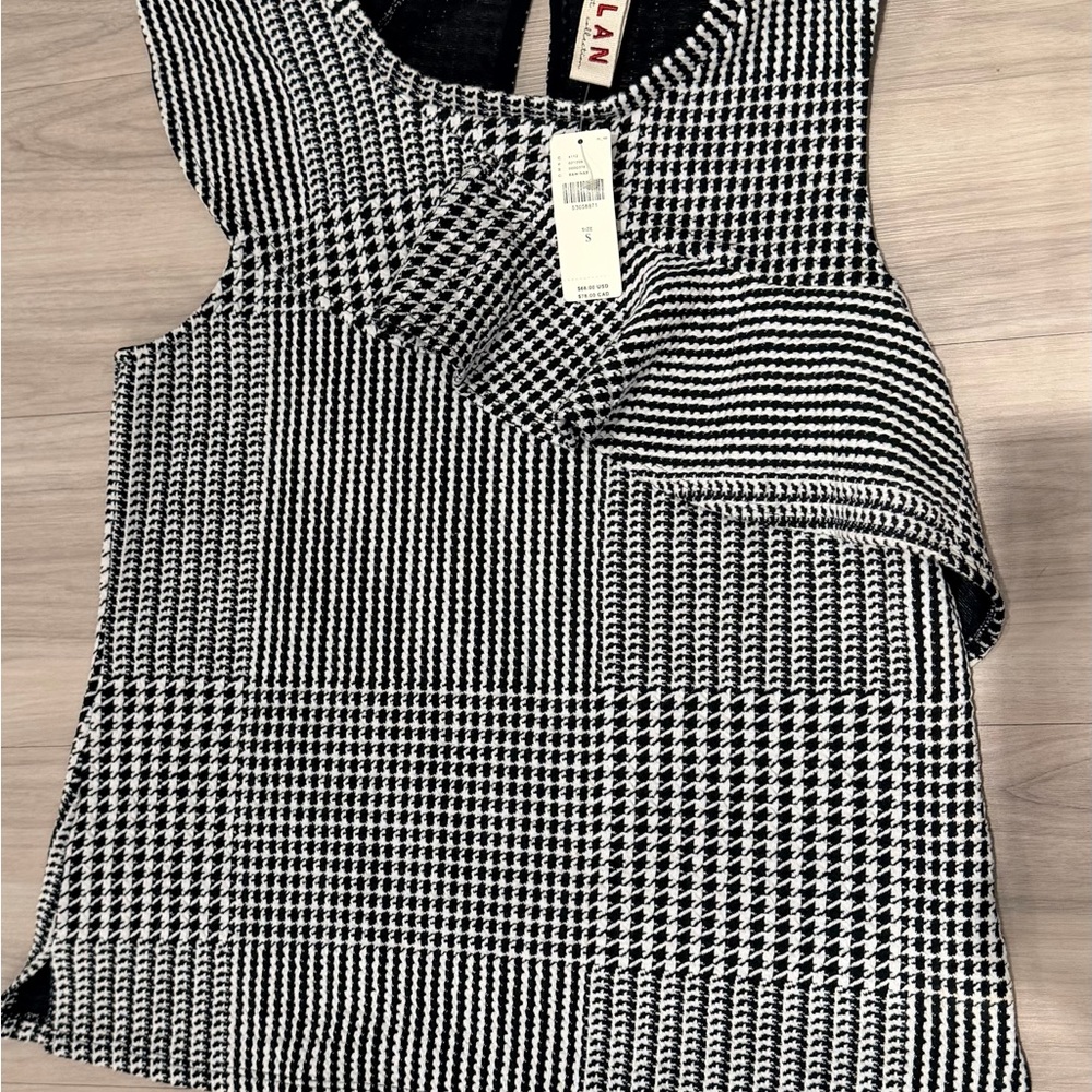 Anthropologie BRAND NEW W/ TAG Houndstooth Ruffle Tank - Women’s Small